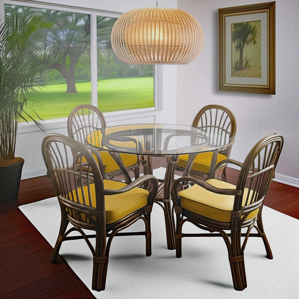 Tropical Palm Harbor 6 Pc Dining Set with Arm Chairs Model 8621-DINSET by South Sea Rattan