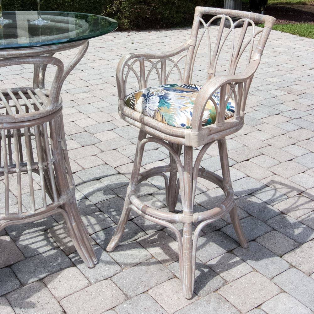 Cuba Swivel Barstools or Counterstools with Arms Rustic Driftwood Finish