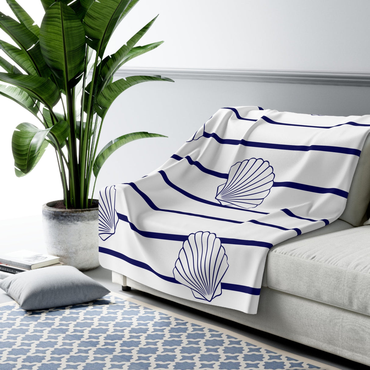 Clam Stripe Sherpa Fleece Blanket