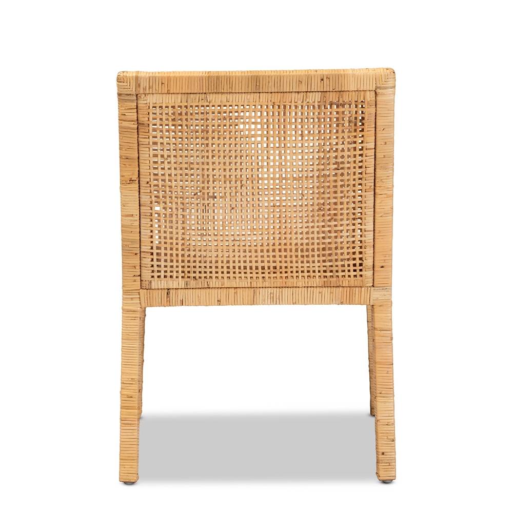 Karis Modern and Contemporary Natural Finished Wood and Rattan Dining Chair