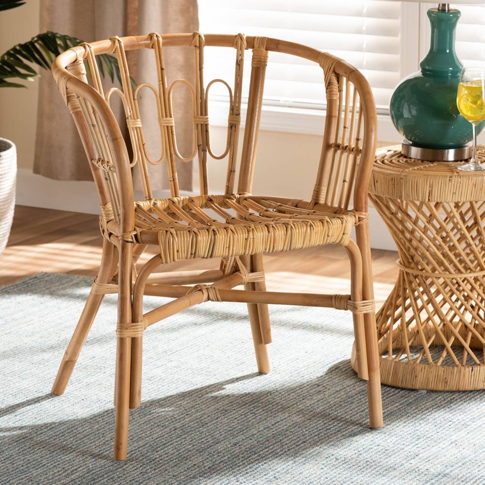 Luxio Modern and Contemporary Natural Finished Rattan Dining Chair