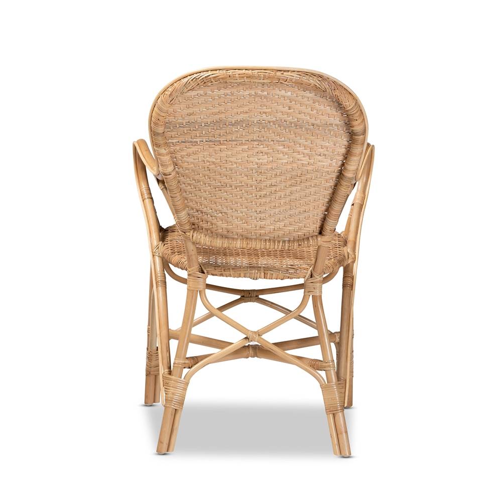 Genna Modern Wicker Fair Natural Brown Finished Rattan Dining Chair