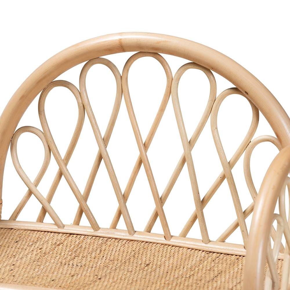 Hammond Modern Wicker Fair Natural Brown Rattan 2-Tier Display Shelf
