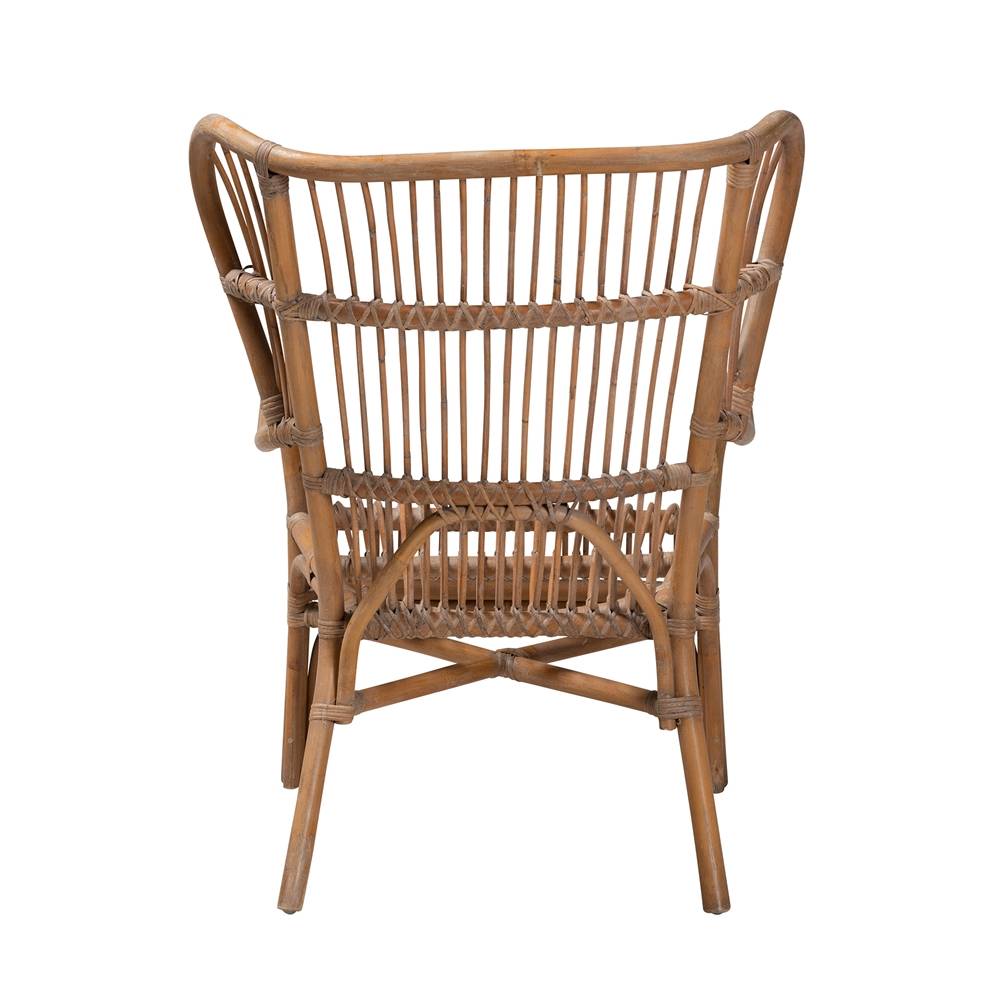 Lamaria Modern Bohmenian Natural Brown Antique Rattan Armchair