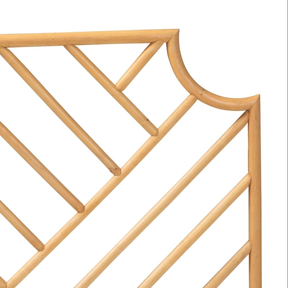Giza Modern Wicker Fair Natural Brown Rattan Queen Size Wall-mount Headboard