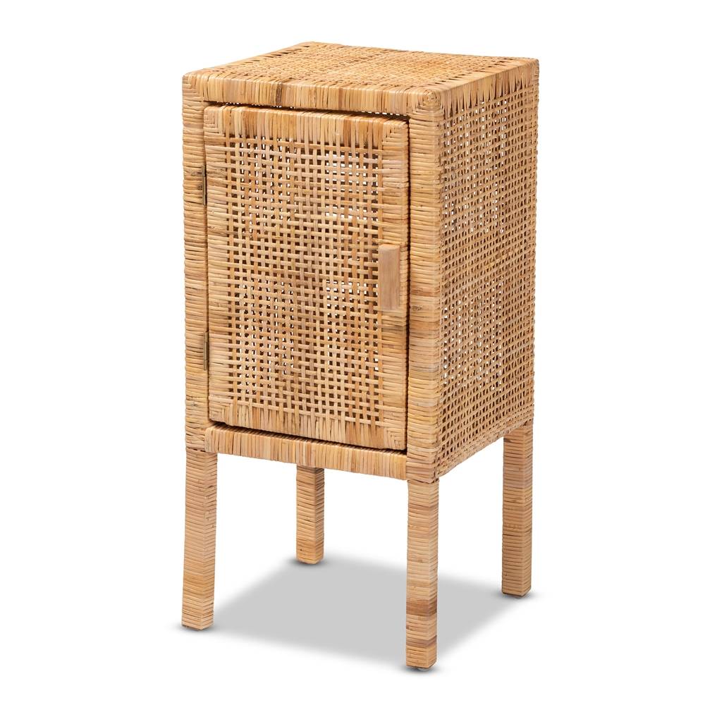 Vivan Modern Wicker Fair Natural Brown Rattan 1-Door Nightstand