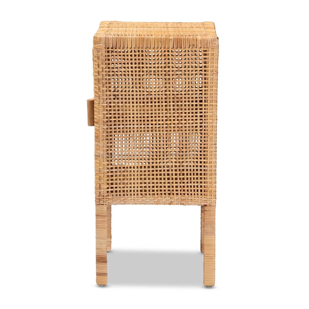 Vivan Modern Wicker Fair Natural Brown Rattan 1-Door Nightstand
