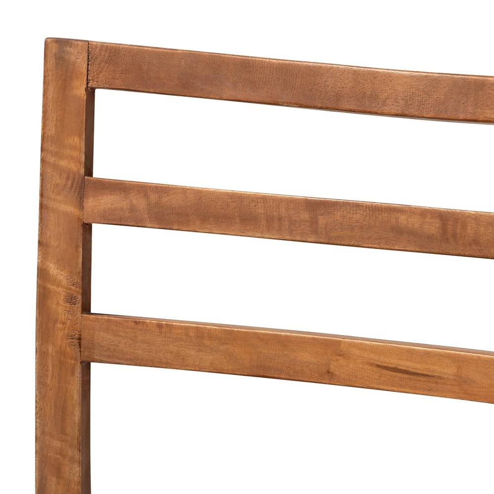 Arthur Mid-Century Modern Walnut Brown Mahogany Wood and Natural Rattan 2-Piece Dining Chair Set