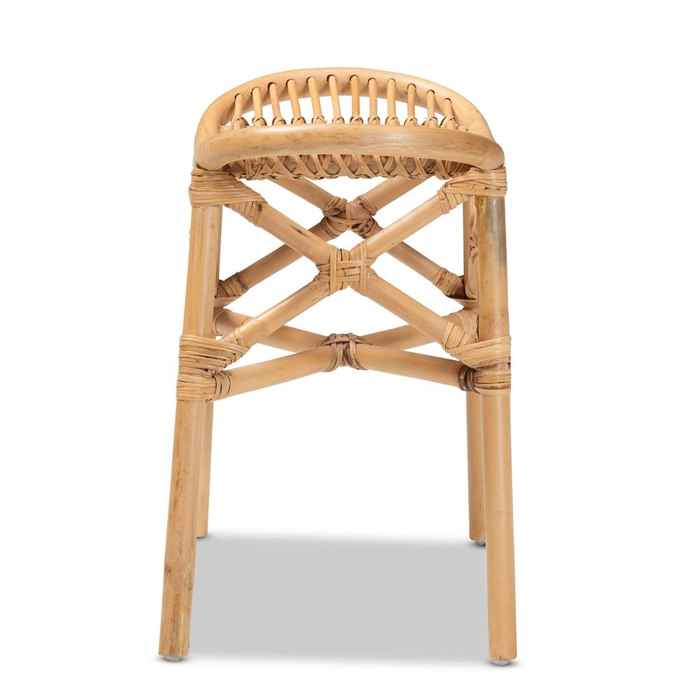 Elgon Modern Wicker Fair Natural Brown Rattan Footstool