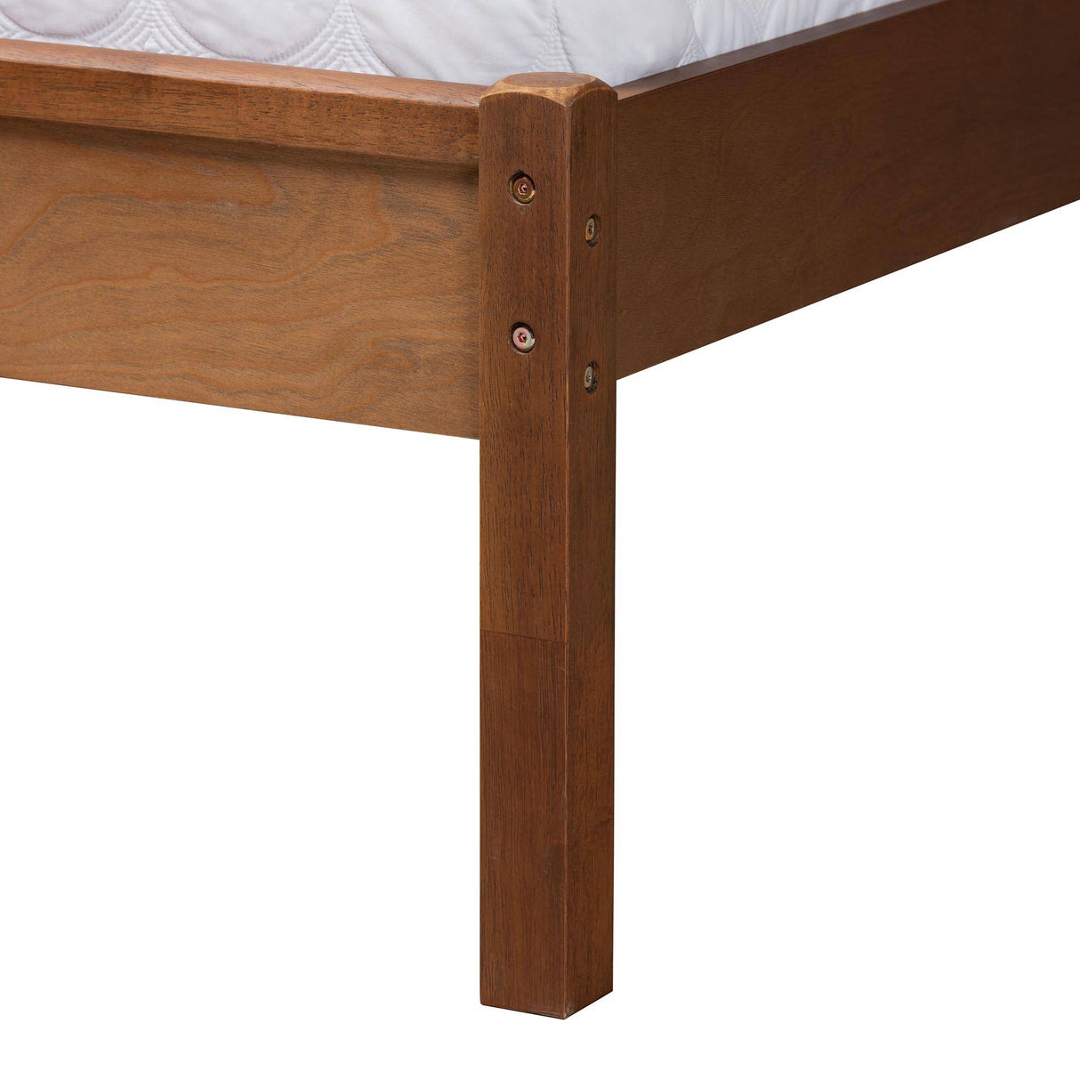 Blossom Classic and Traditional Ash Walnut Finished Wood and Rattan King Size Platform Bed