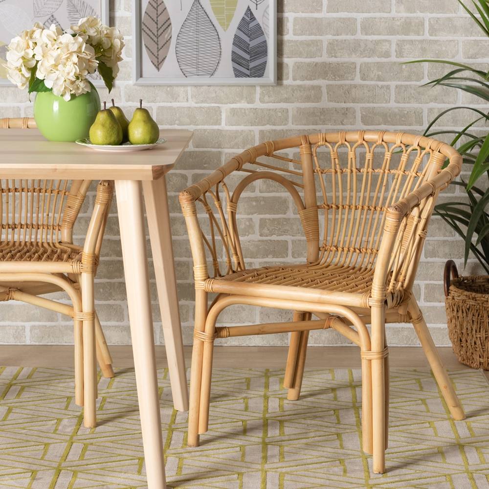 Kaka Modern Wicker Fair Natural Brown Rattan Dining Chair