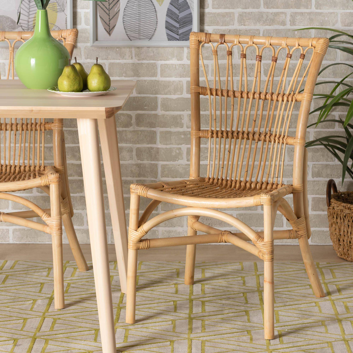 Ammi Modern Wicker Fair Natural Brown Rattan Dining Chair