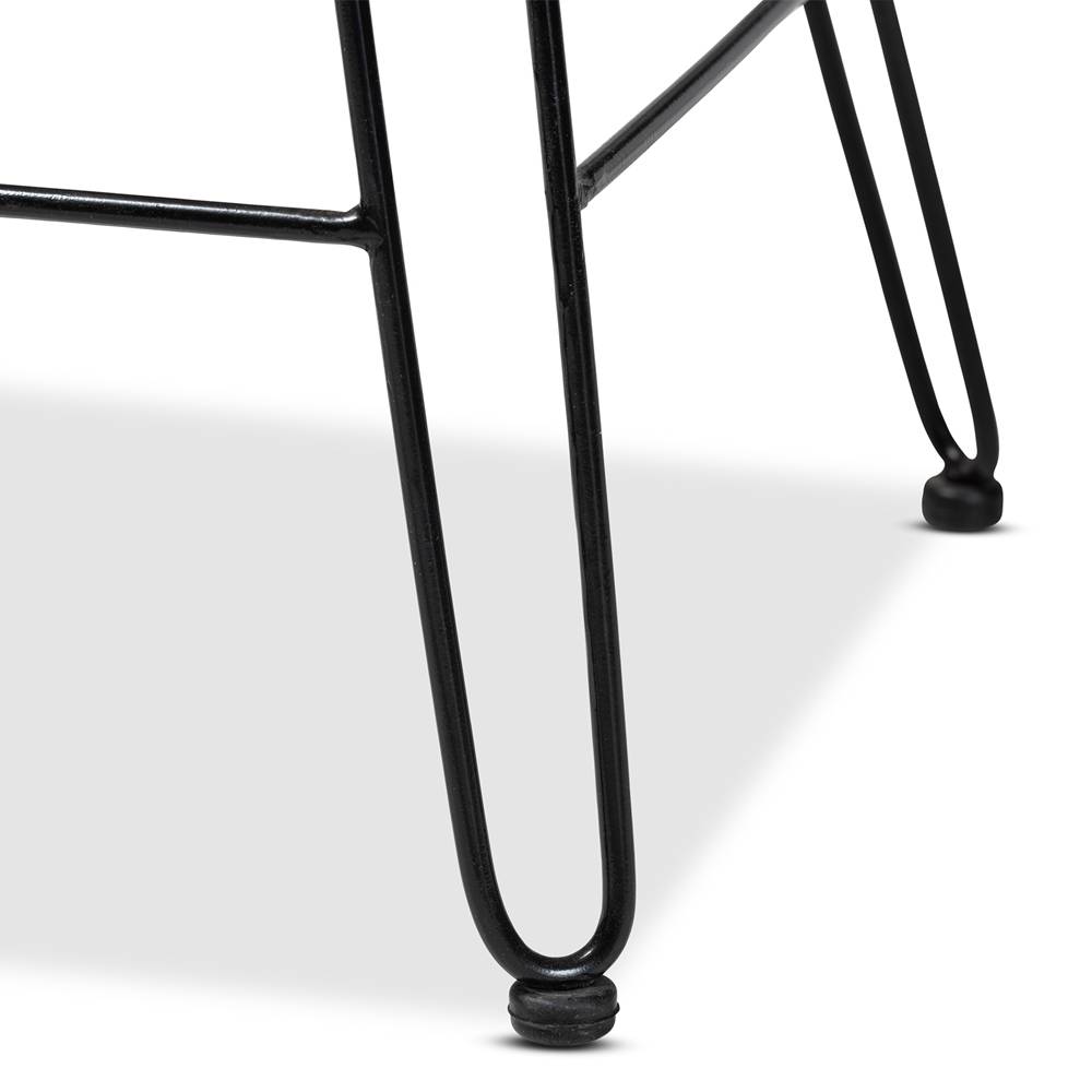 Garan Modern Wicker Fair Natural Brown Rattan and Black Metal Counter Stool