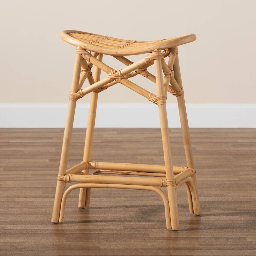 Elgon Modern Wicker Fair Natural Brown Rattan Counter Stool