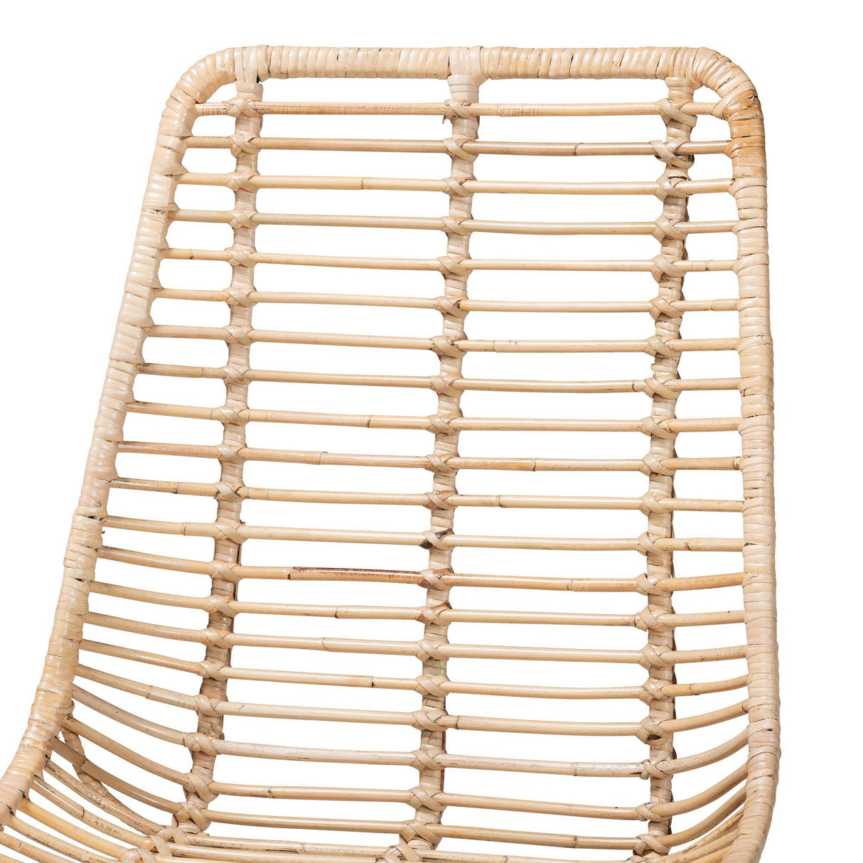 Manhattan Modern Wicker Fair Natural Brown Rattan and Black Metal 2-Piece Dining Chair Set