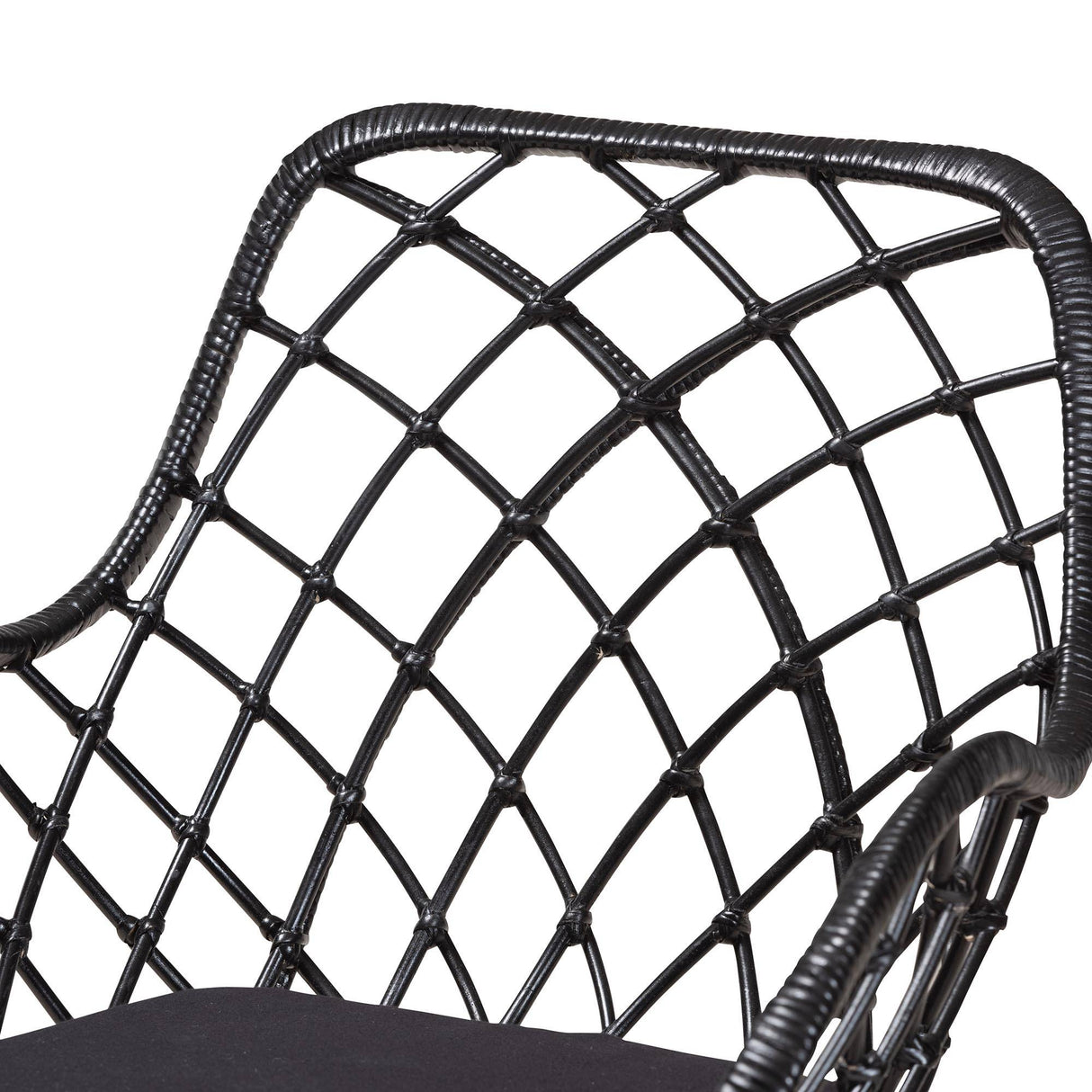 Ballerina Modern Wicker Fair Black Finished Rattan and Metal 2-Piece Dining Chair Set