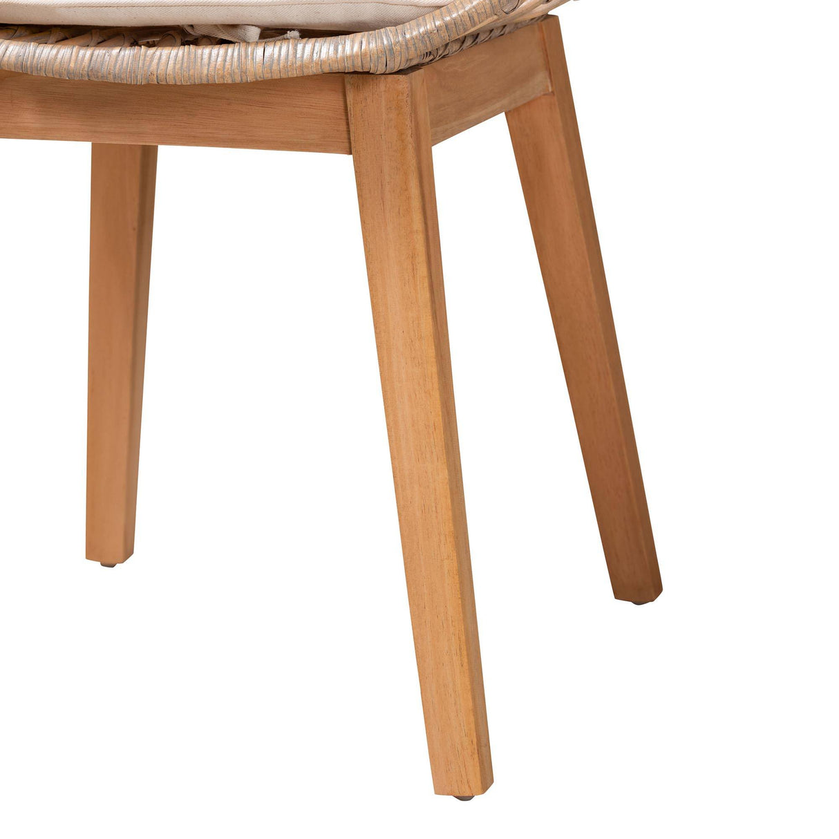 Ballerina Modern Wicker Fair Greywashed Rattan and Natural Brown Finished Wood 2-Piece Dining Chair Set