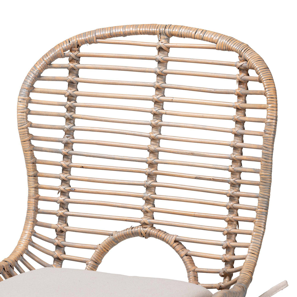 Brenna Modern Wicker Fair Greywashed Rattan and Natural Brown Finished Wood 5-Piece Dining Set