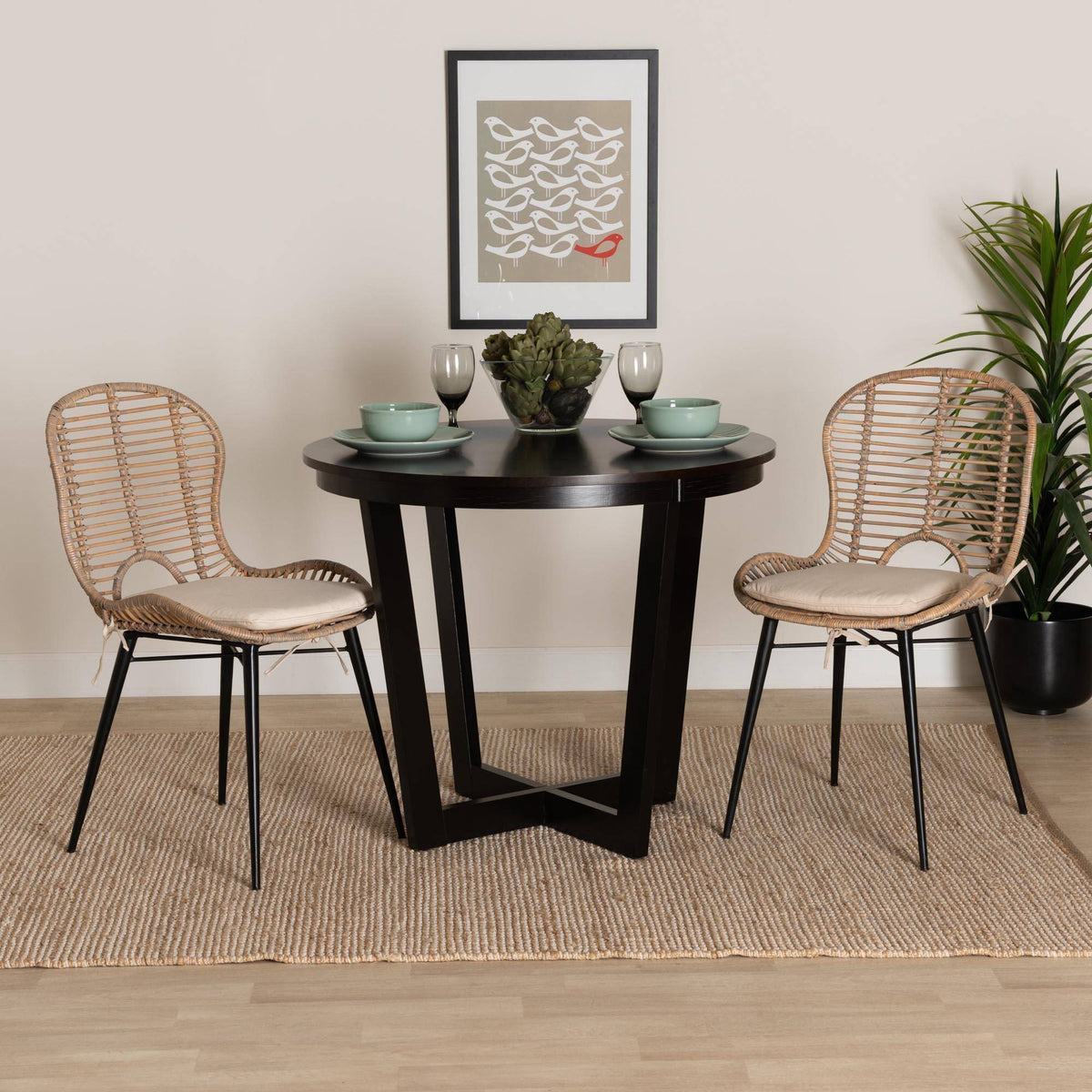 Brenna Dining Chair Set – Stylish Greywashed Rattan & Metal ...