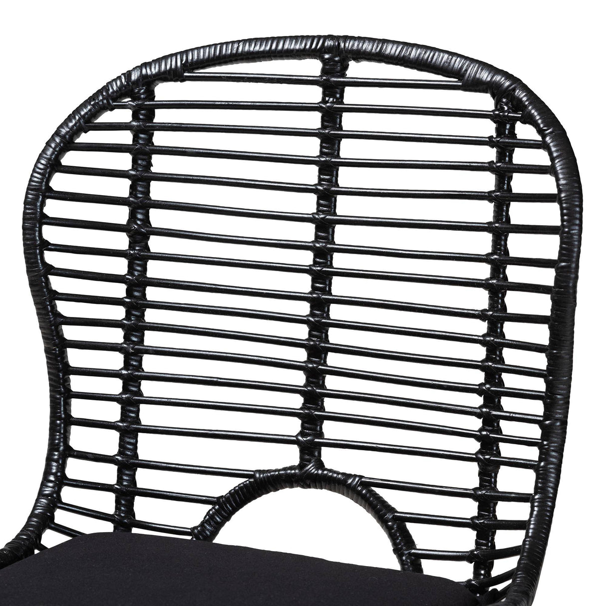 Brenna Modern Wicker Fair Black Finished Rattan and Metal 2-Piece Dining Chair Set