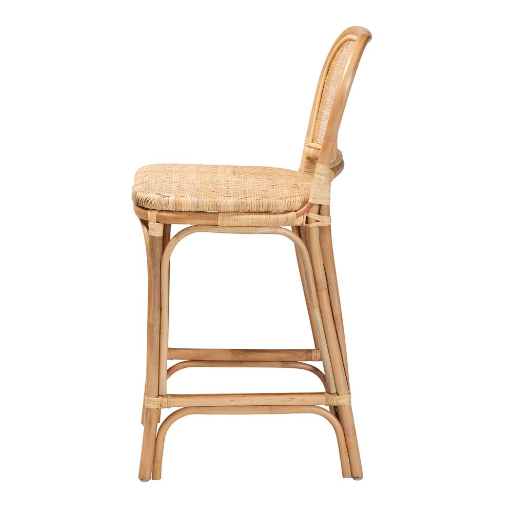 Adrena Modern Wicker Fair Natural Brown Rattan Counter Stool