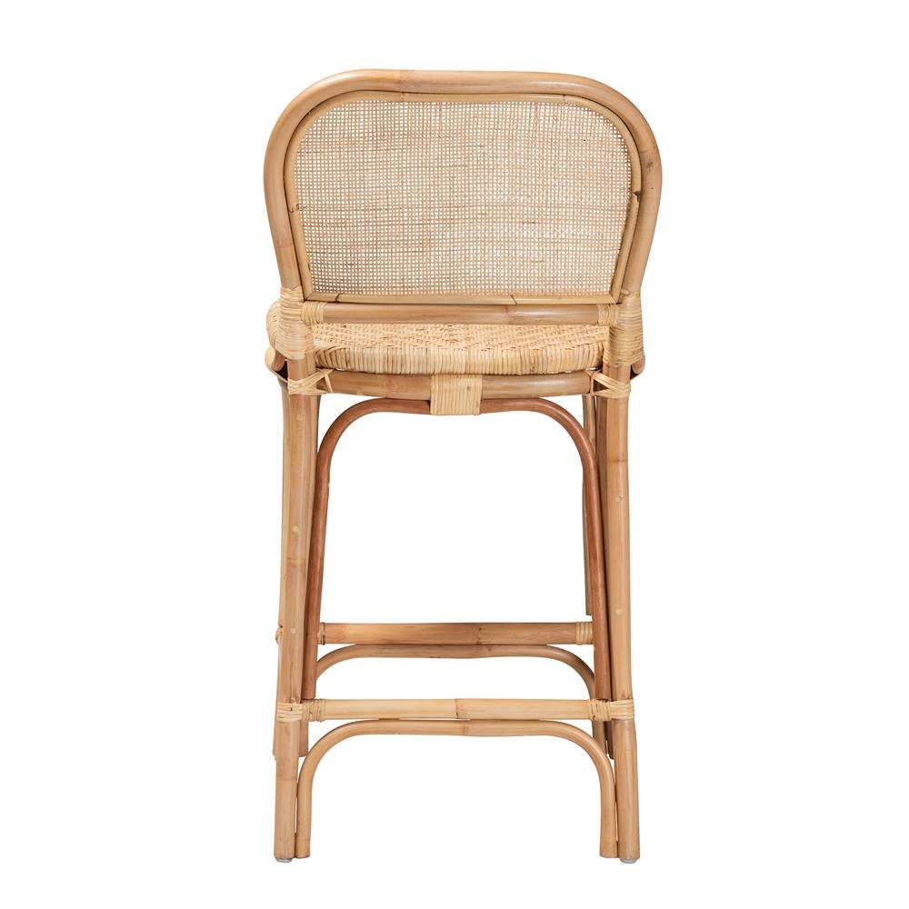 Adrena Modern Wicker Fair Natural Brown Rattan Counter Stool