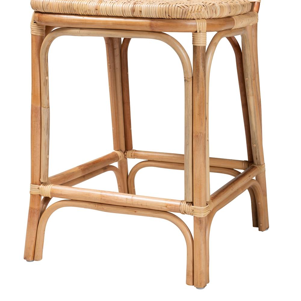Adrena Modern Wicker Fair Natural Brown Rattan Counter Stool