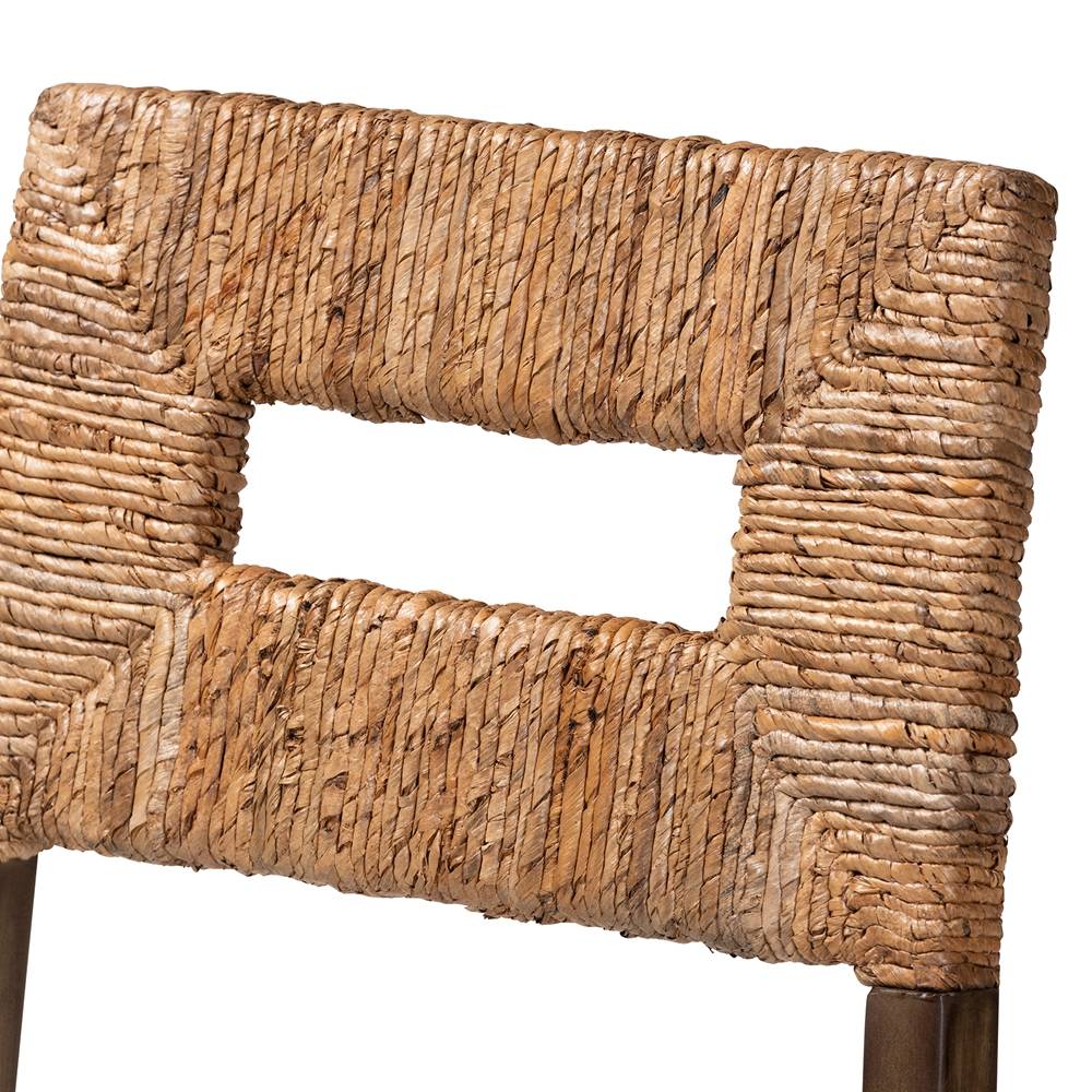 Porsha Modern Wicker Fair Dark Brown Finished Mahogany Wood and Natural Rattan Dining Chair