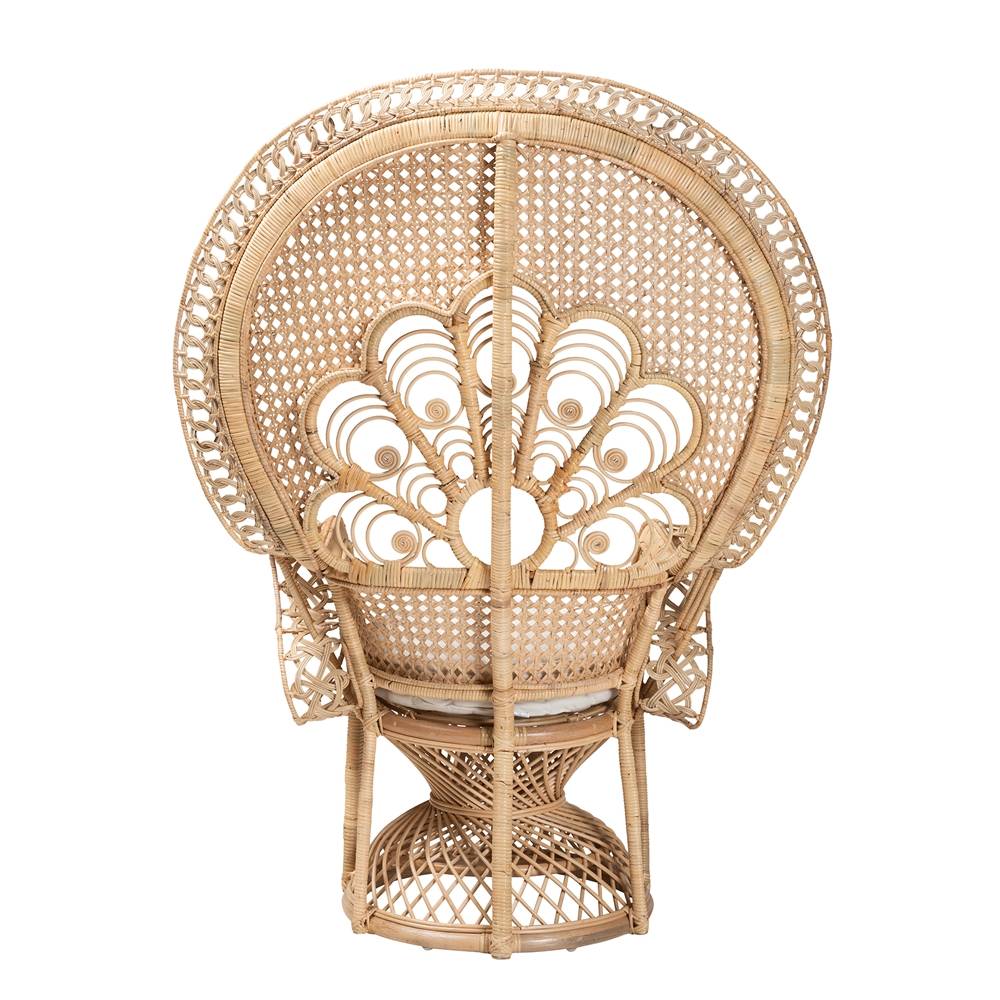 Ediva Modern Wicker Fair Natural Brown Rattan Peacock Accent Chair