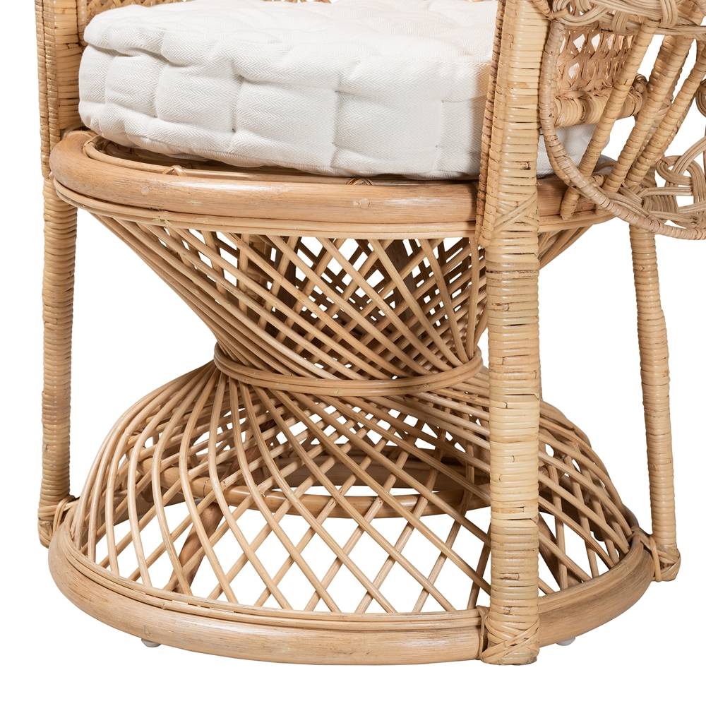 Ediva Modern Wicker Fair Natural Brown Rattan Peacock Accent Chair