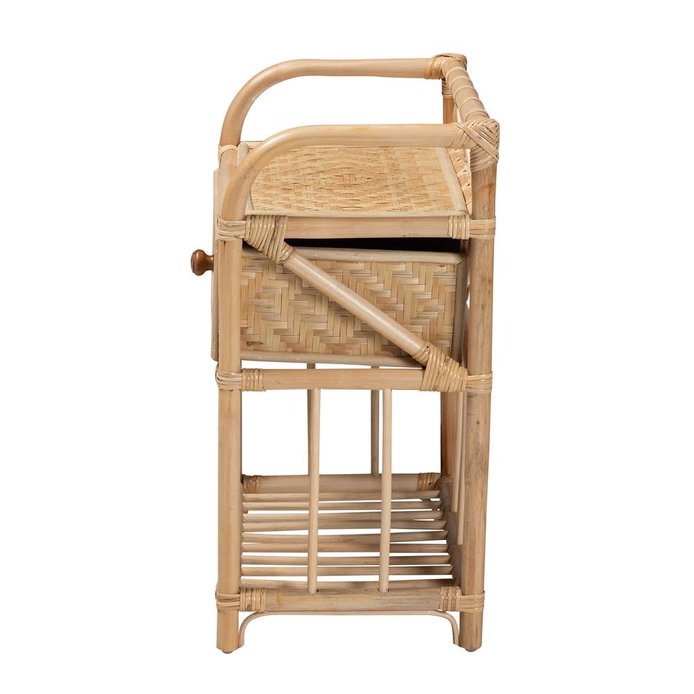 Kobie Modern Wicker Fair Natural Brown Rattan 1-Drawer Nightstand
