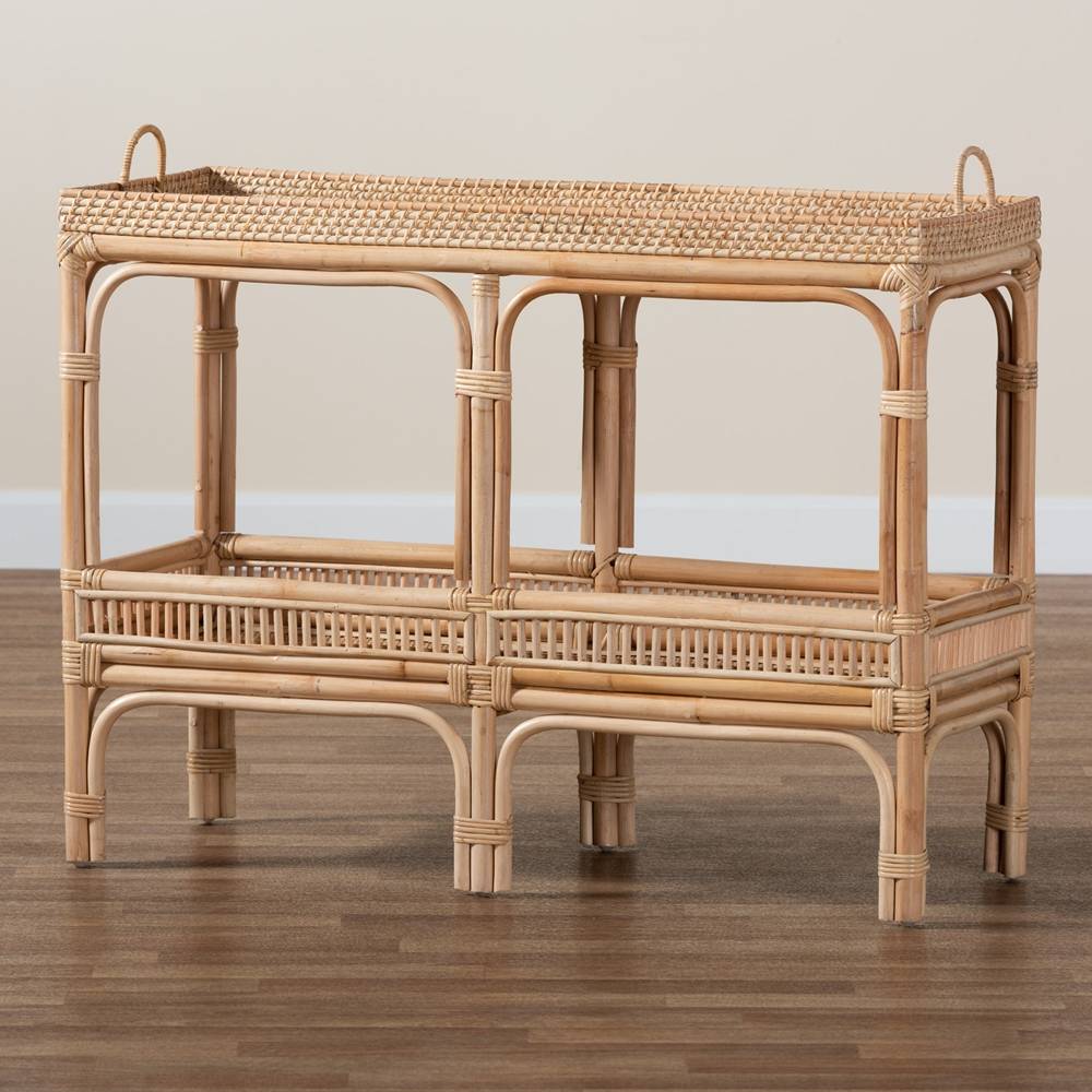 Lombok Modern Wicker Fair Natural Brown Rattan Console Table