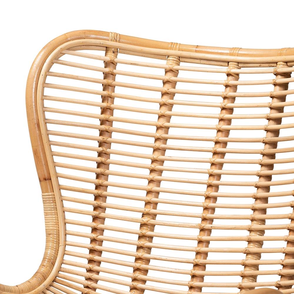 Colorado Modern Wicker Fair Natural Brown Rattan and Black Metal Accent Chair