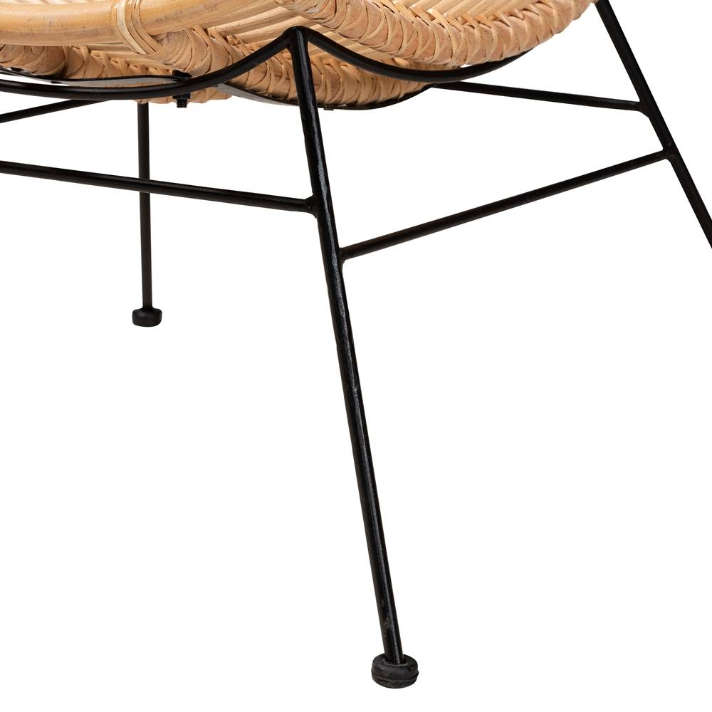 Colorado Modern Wicker Fair Natural Brown Rattan and Black Metal Accent Chair