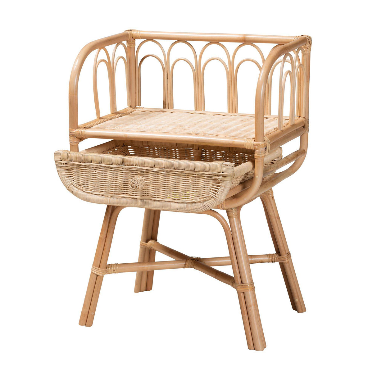 Panchali Modern Wicker Fair Natural Brown Rattan Nightstand