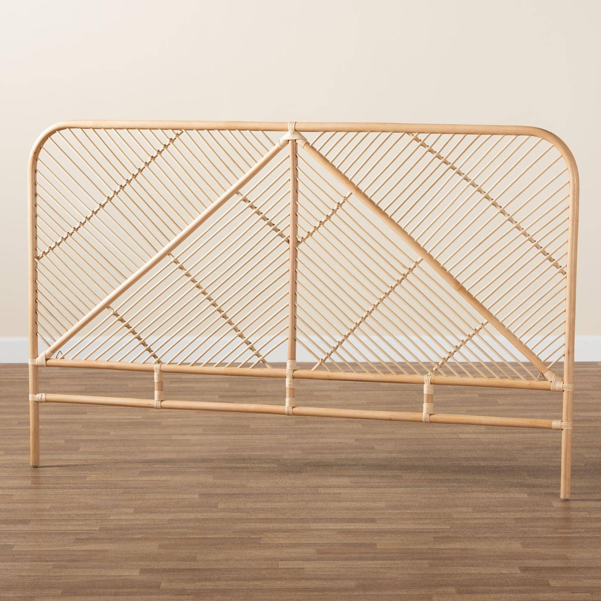 Walid Modern Wicker Fair Natural Brown Rattan Queen Size Standalone Headboard