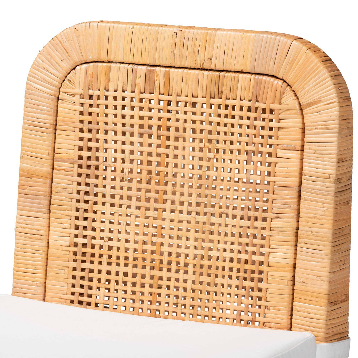 Zariah Modern Wicker Fair Natural Brown Rattan and Mahogany Wood 2-Piece Dining Chair Set