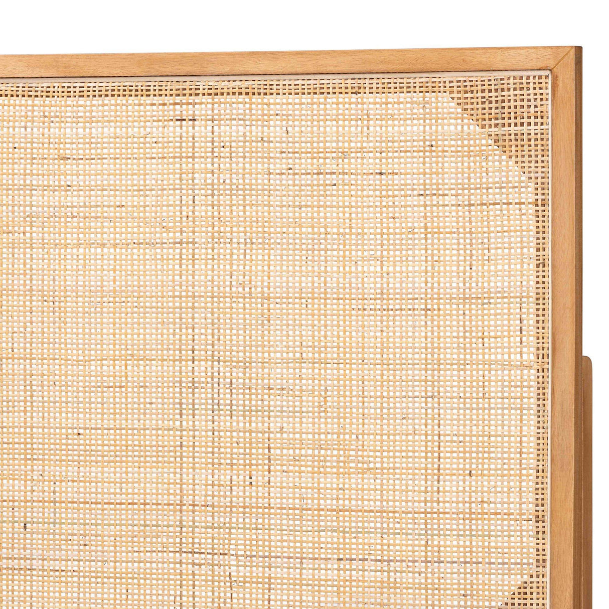 Aurelia Modern Wicker Fair Natural Brown Finished Bayur Wood and Rattan Queen Size Headboard