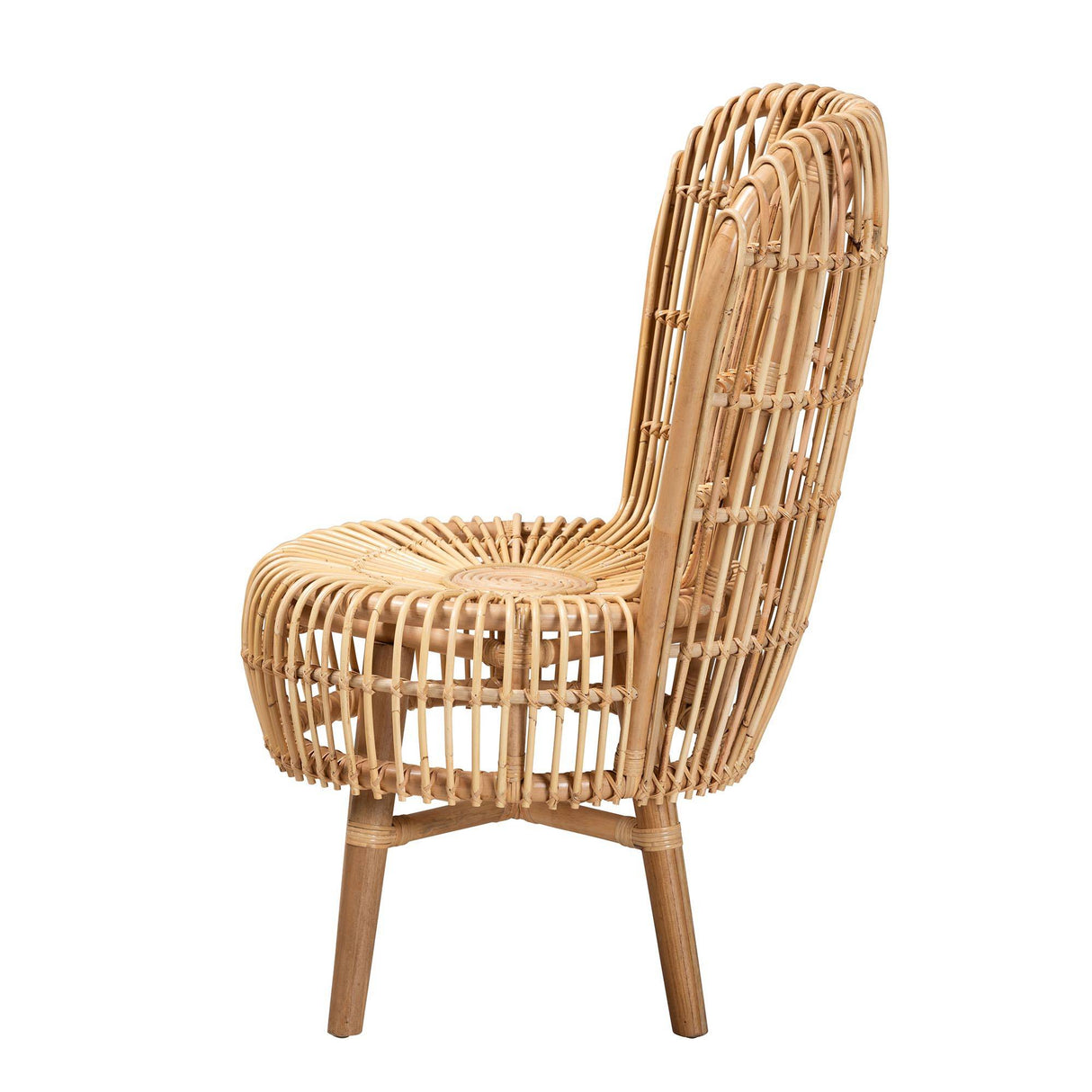 Nagoya Modern Wicker Fair Natural Rattan Tall Lounge Chair