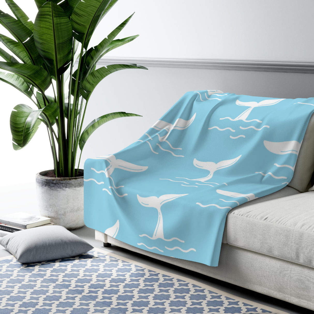 Whale Tail Sherpa Fleece Blanket