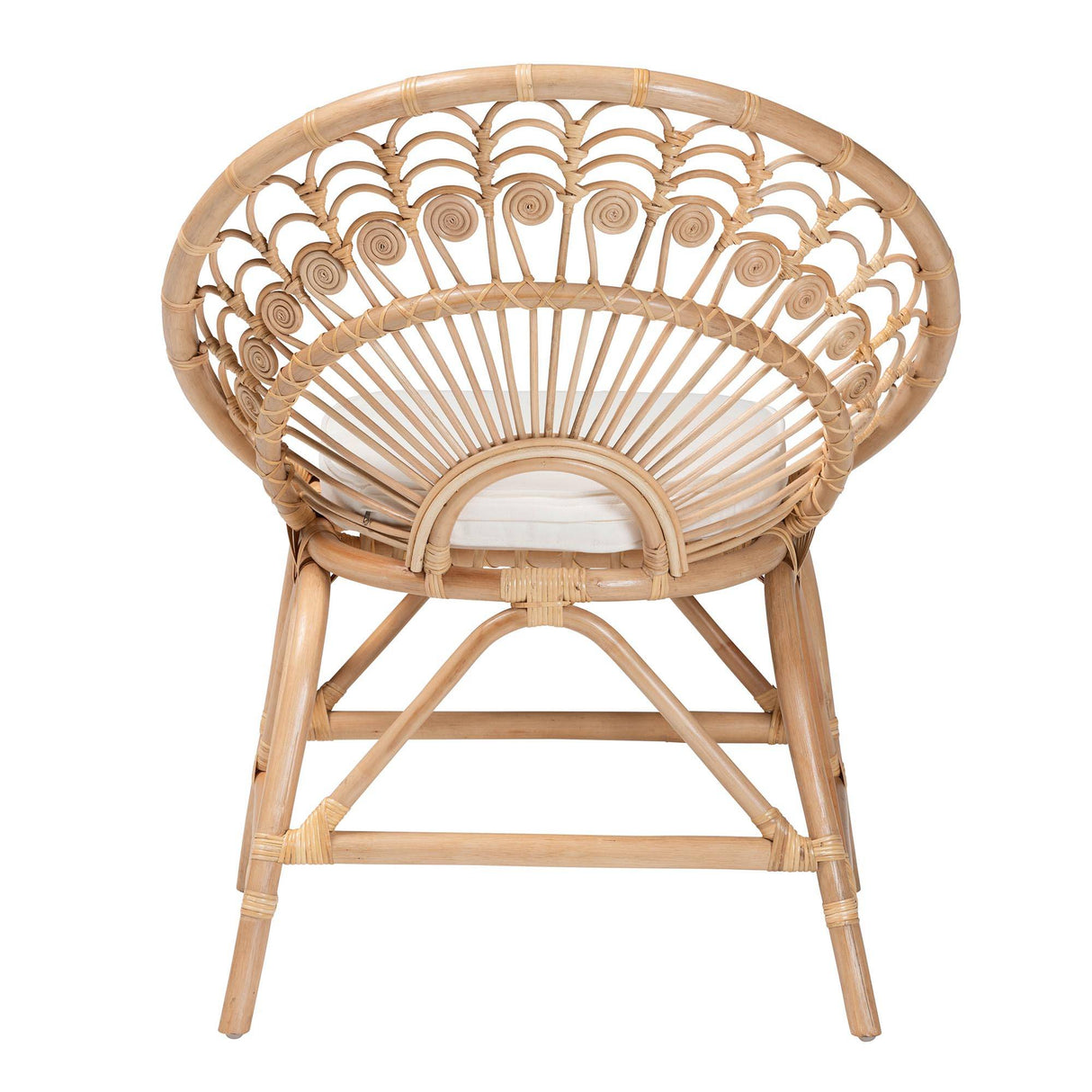 Abriella Modern Wicker Fair Natural Brown Rattan Peacock Accent Chair