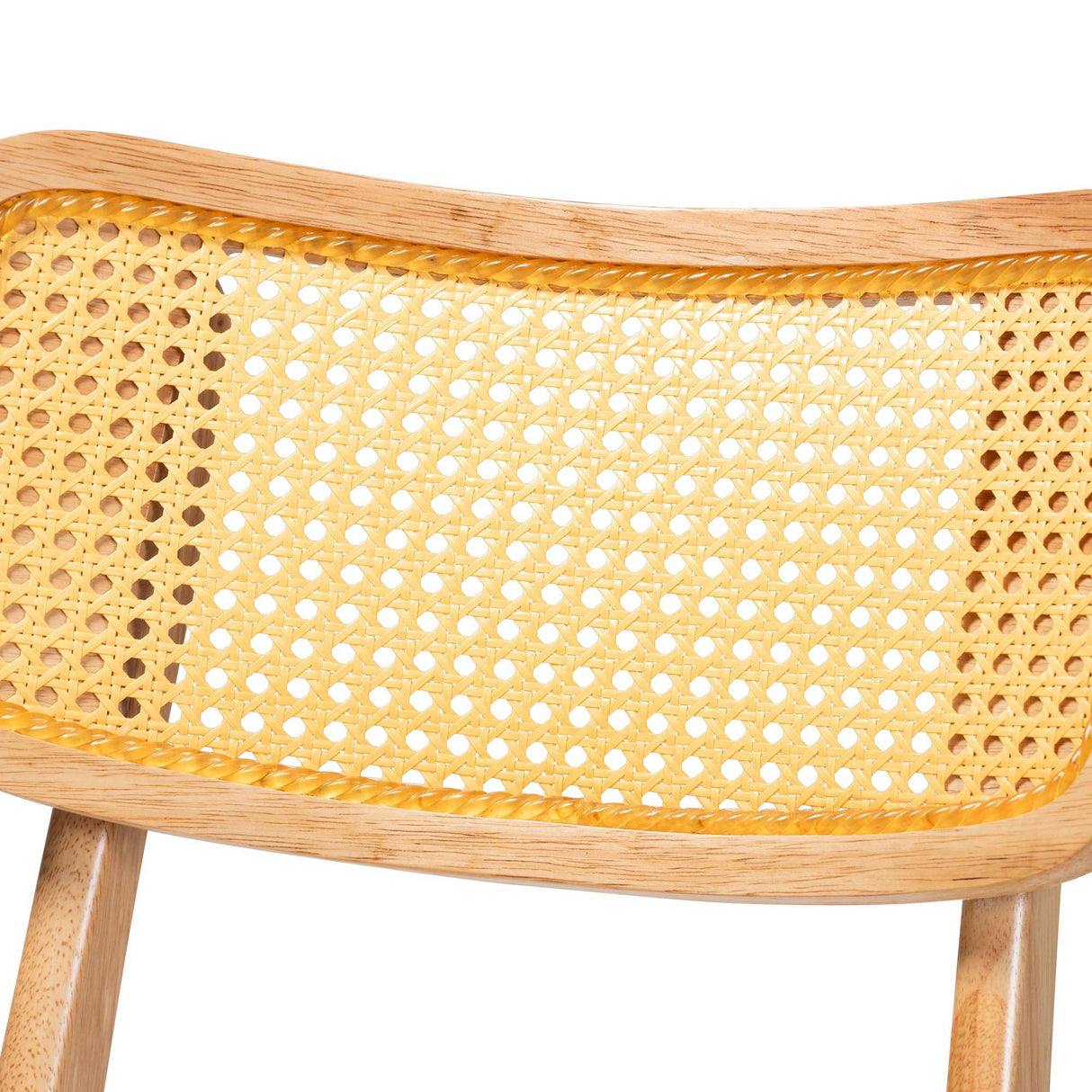 Tadeo Mid-Century Modern Oak Brown Finished Wood and Rattan 2-Piece Dining Chair Set