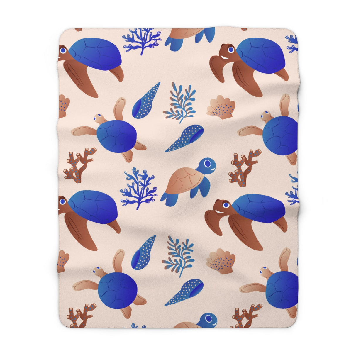 Aqua Turtle Sherpa Fleece Blanket