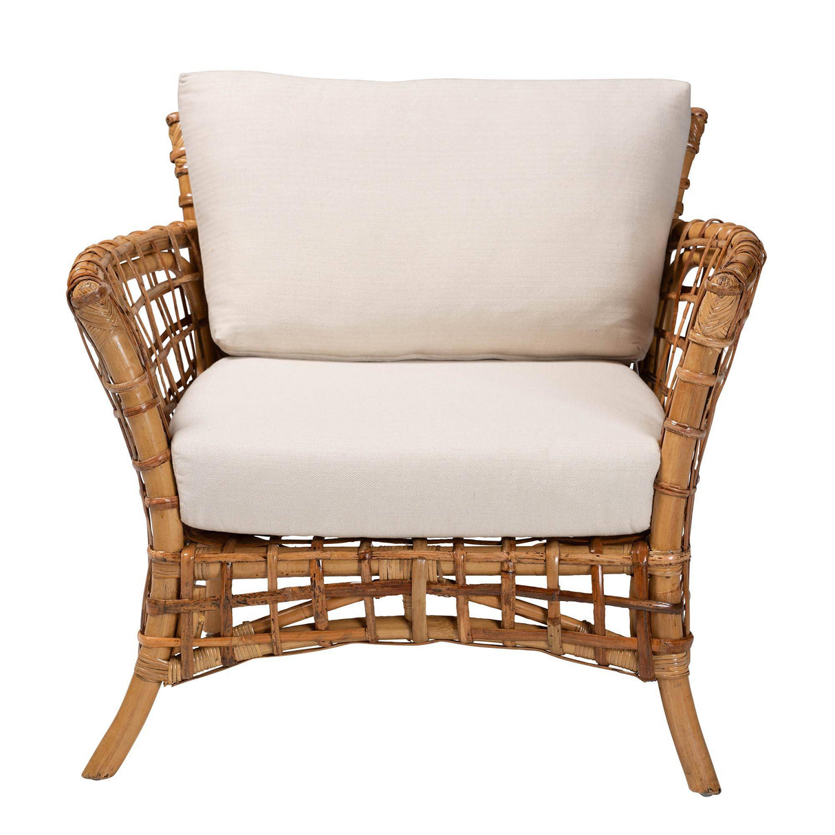Babette Modern Wicker Fair Natural Brown Rattan Arm Chair