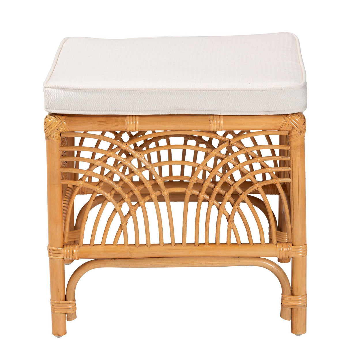 Materra Modern bohemian Natural Brown Rattan Footstool