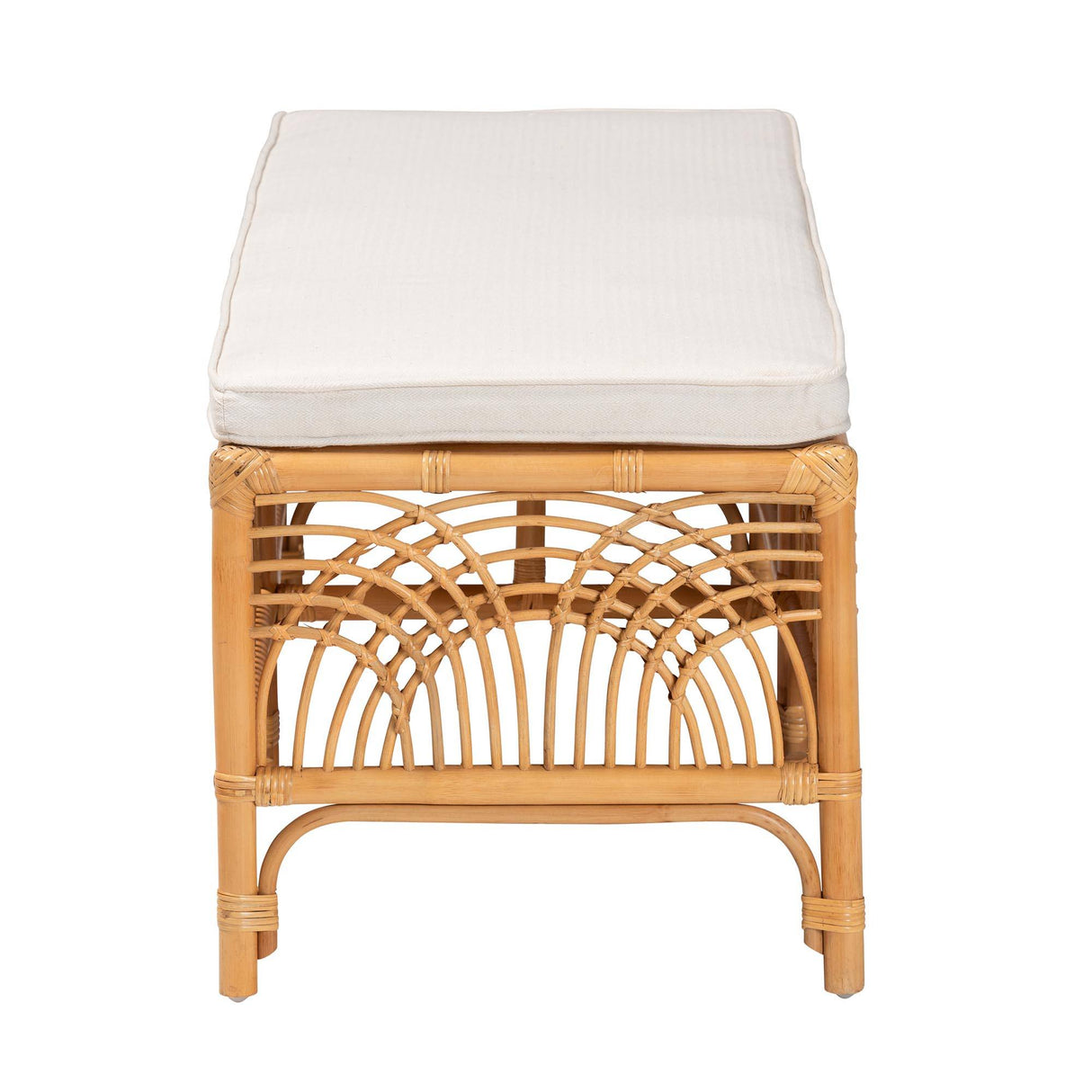 Materra Modern bohemian Natural Brown Rattan Bench