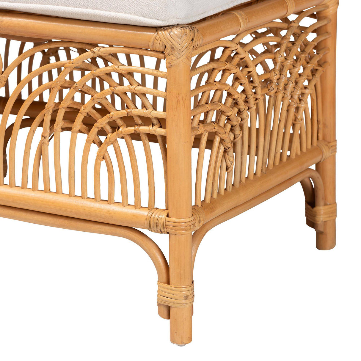 Materra Modern bohemian Natural Brown Rattan Bench