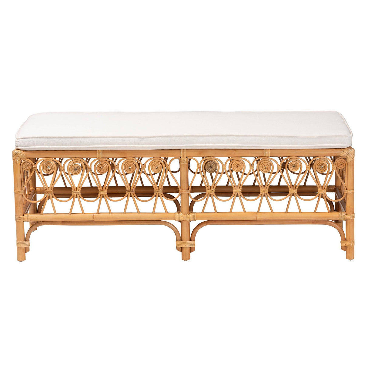 Ibiza Modern bohemian Natural Brown Rattan Bench