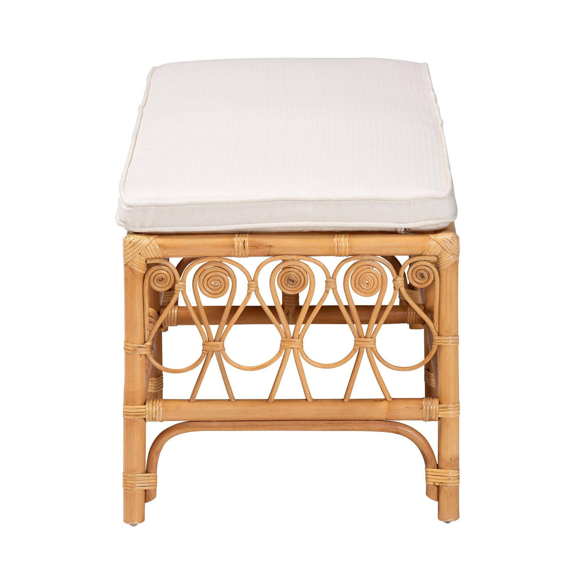 Ibiza Modern bohemian Natural Brown Rattan Bench