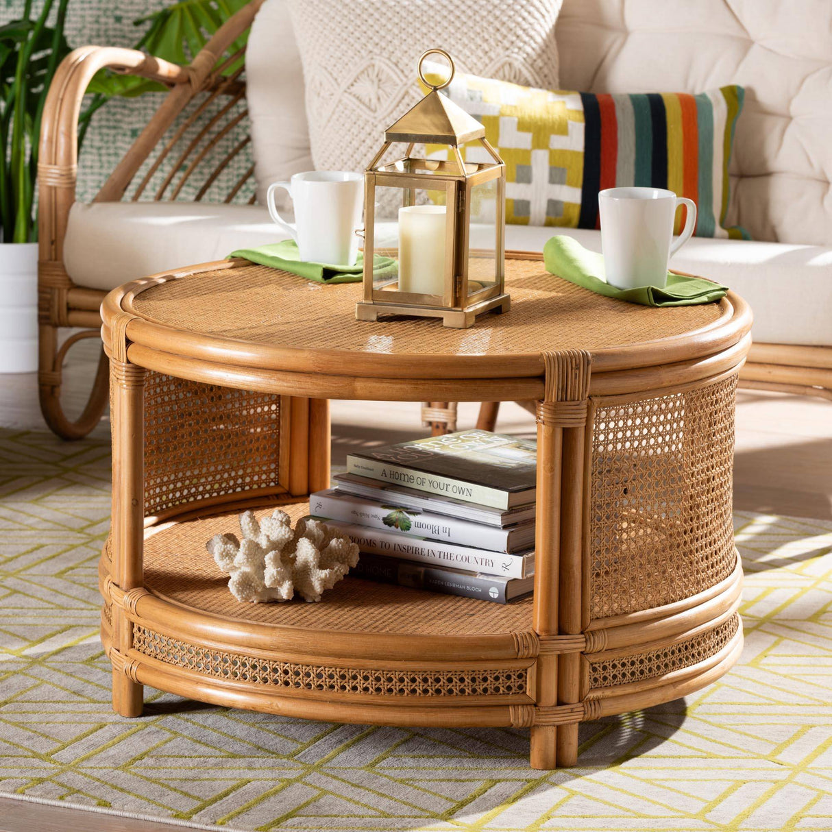 Louis Modern Wicker Fair Natural Brown Rattan Coffee Table
